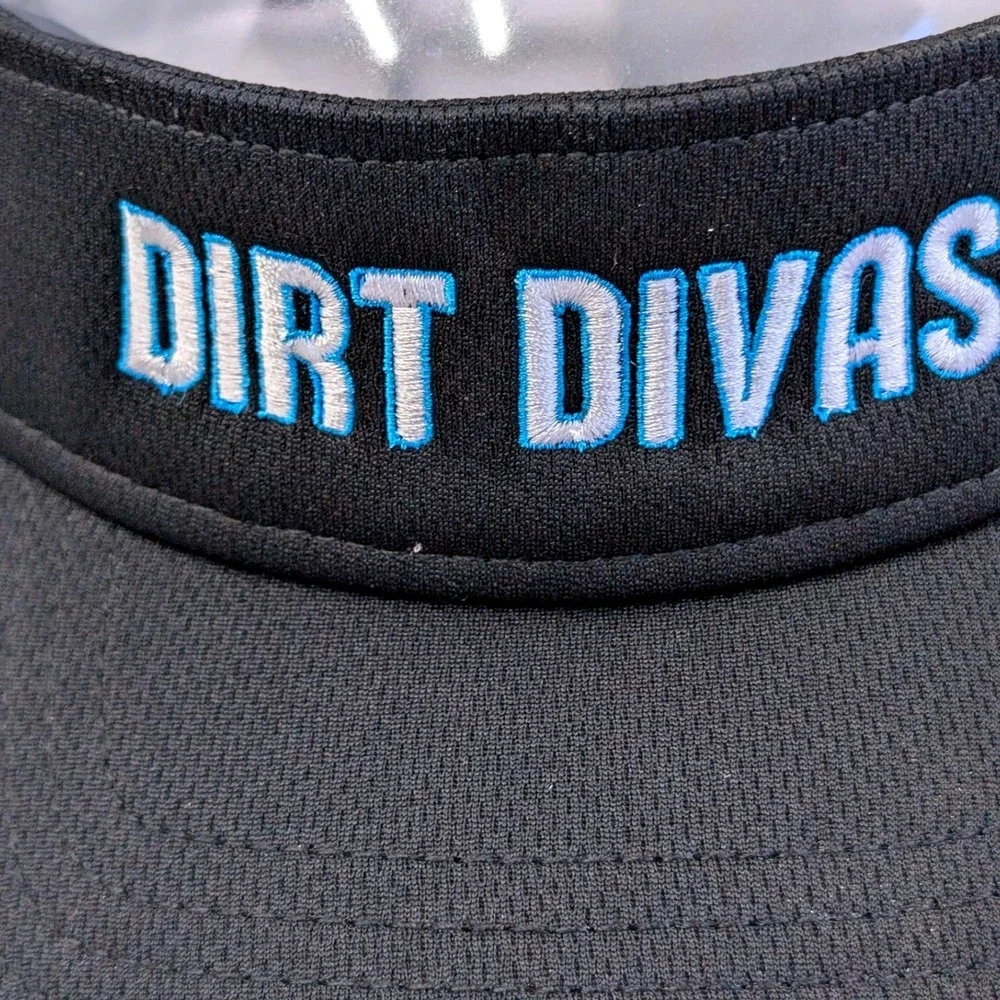 Dirt Divas Embroidered Black Mesh Athletic Visor Adjustable‎ Sun Hat Womens